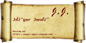 Jáger Jenő névjegykártya