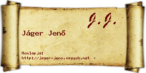 Jáger Jenő névjegykártya